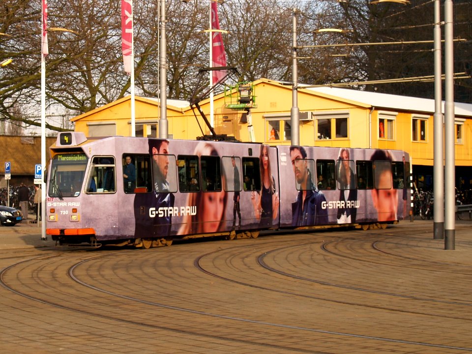 Rotterdam tram RET 730 pic1 Type ZGT-6 made by Düwag Düsseldorf