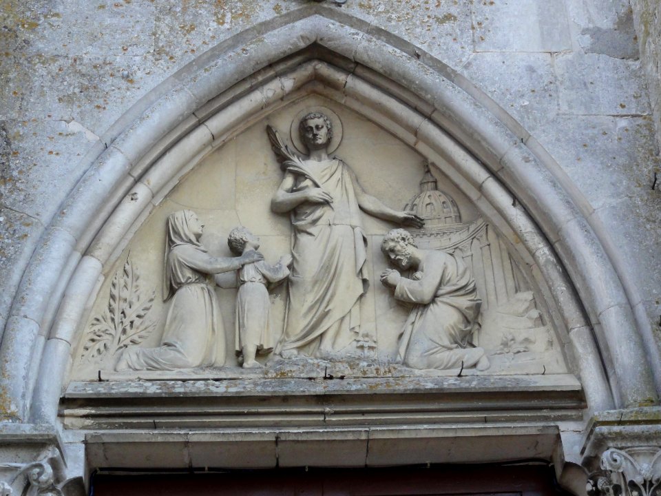 Rouville (Seine-Mar.) église, tympan relief