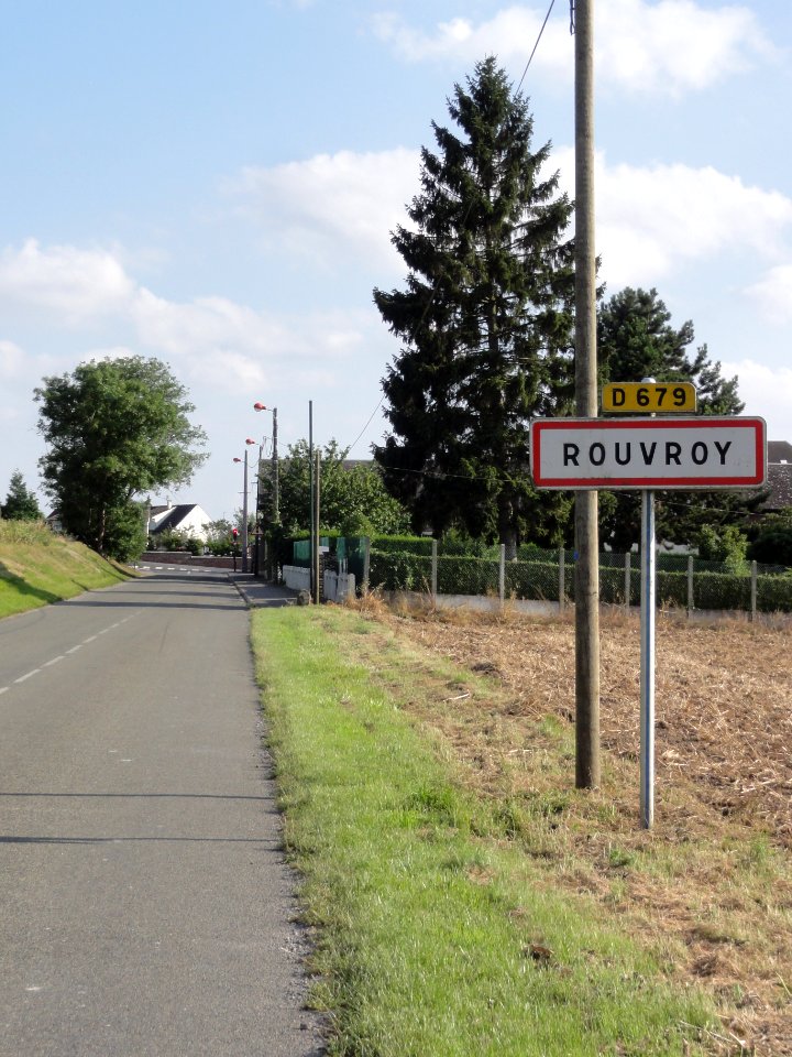 Rouvroy (Aisne) city limit sign