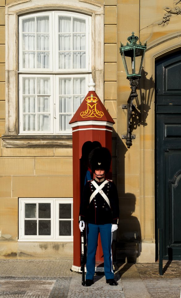 Royal life guard Sentry box Amalienborg Copenhagen Denmark