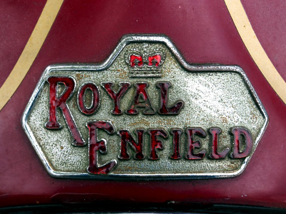 Royal Enfield logo on motorcycle