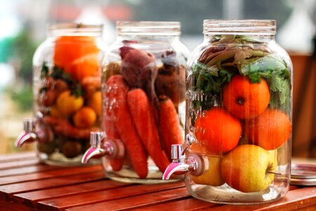 Fruits glass jar fruits in a jar photo