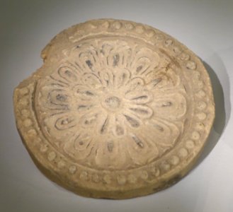 Roof tile decorated with lotus flower, Korea, Unified Silla, 668-935 AD, earthenware - Östasiatiska museet, Stockholm - DSC09407