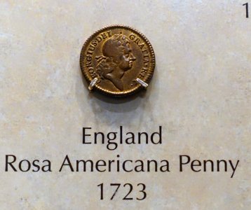Rosa Americana penny, England, 1723 - National Museum of American History - DSC00180