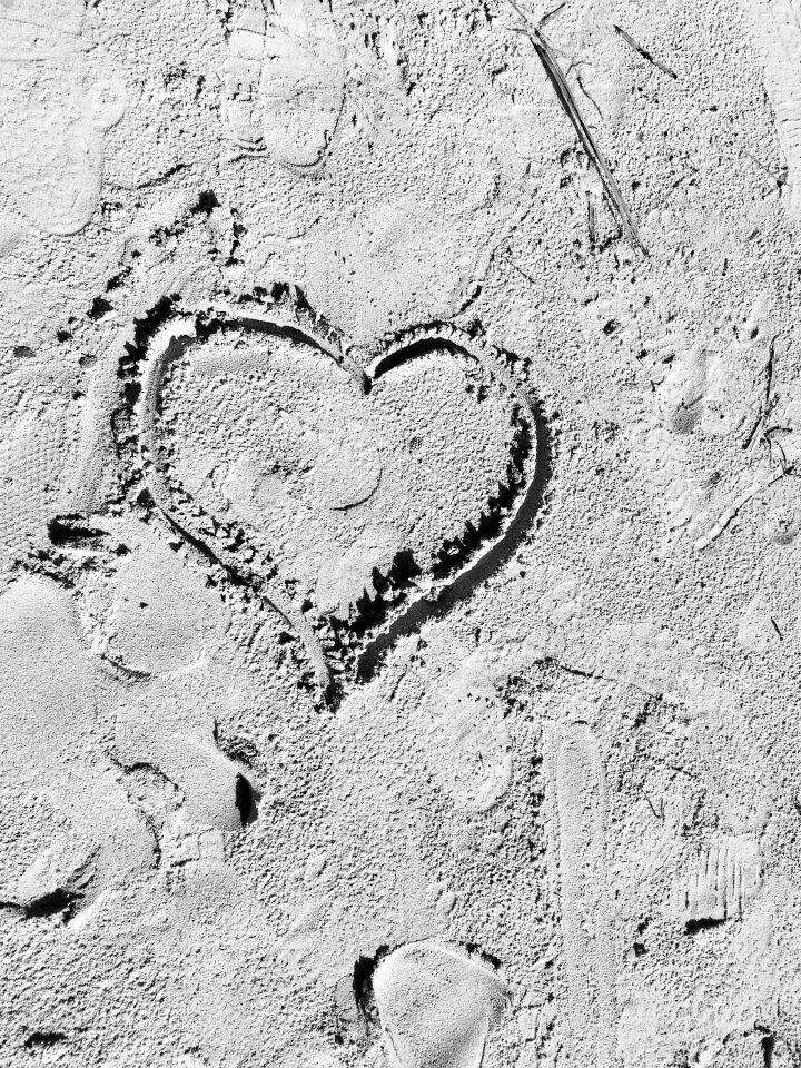 Sand gray heart gray sand