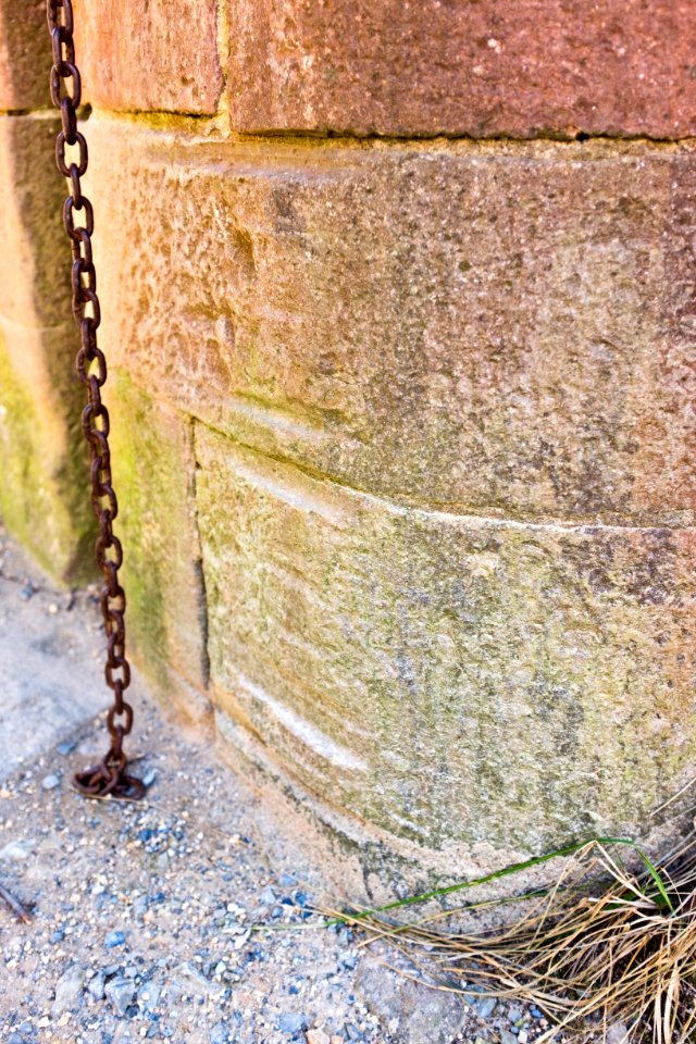 Rope burns on stop gate bridge abutment above Lock 16 on Chesapeake and Ohio Canal