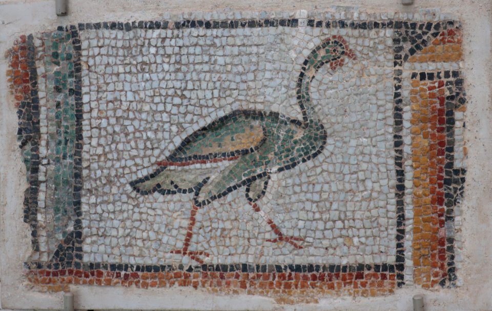 Rooster, c. 400 CE, Roman Syria, mosaic, Kimbell Art Museum