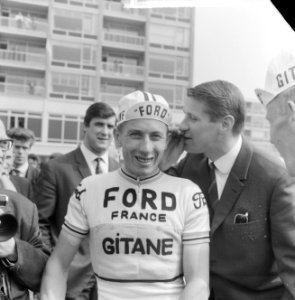 Ronde van Nederland, start te Amstelveen, Jacques Anquetil samen met Peter Post,, Bestanddeelnr 917-7566