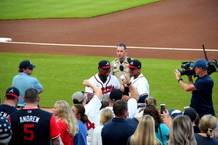 Ronald Acuña Jr. and Johan Camargo signing autographs, Sept 18 2018 2