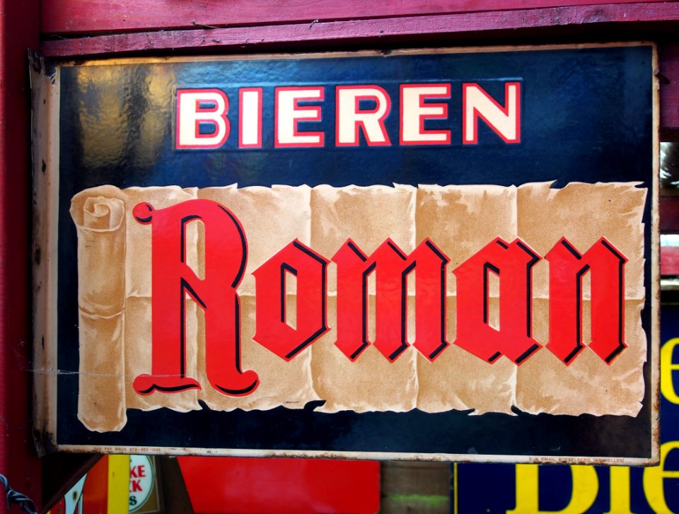 Roman Bieren emaille reclame bord