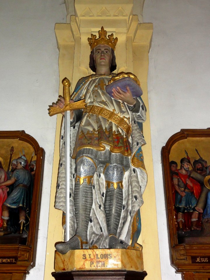 Romeries (Nord, Fr) église, statue St.Louis