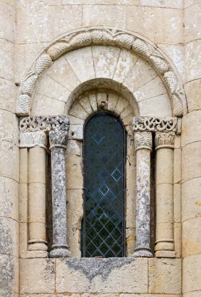 Romanesque window church Saint Sulpicius Marignac Charente Maritime