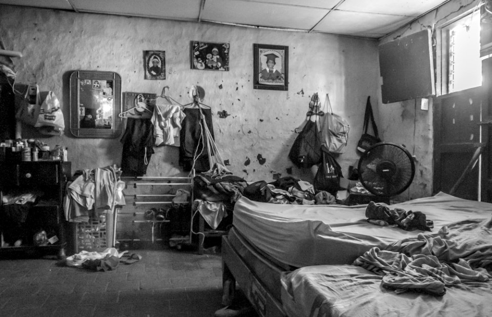 Room in Colonial House Black and White