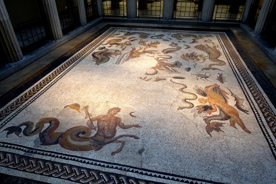 Roman mosaic from thermal bath, Bad Vilbel, Wetterau District, Germany, late 2nd century AD - Hessisches Landesmuseum Darmstadt - Darmstadt, Germany - DSC09970