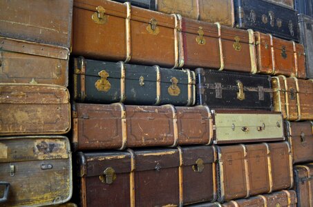 Old suitcase leather vacations photo