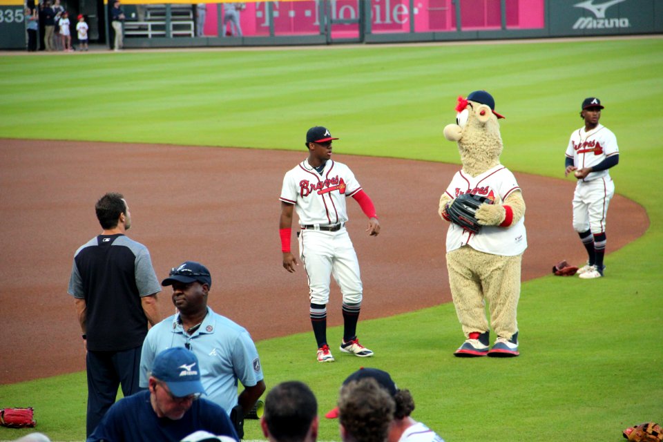 Ronald Acuña Jr. with Blooper, Sept 18 2018