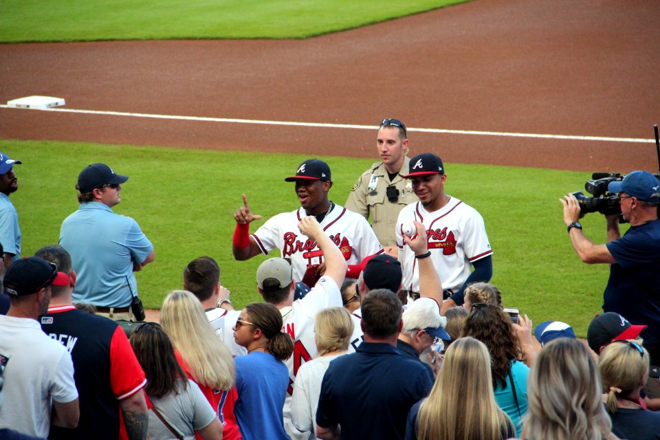 Ronald Acuña Jr. and Johan Camargo signing autographs, Sept 18, 2018