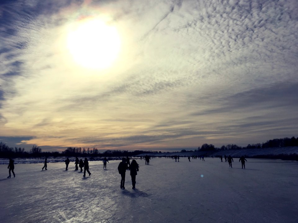 Romantic Dutch winter riverscape