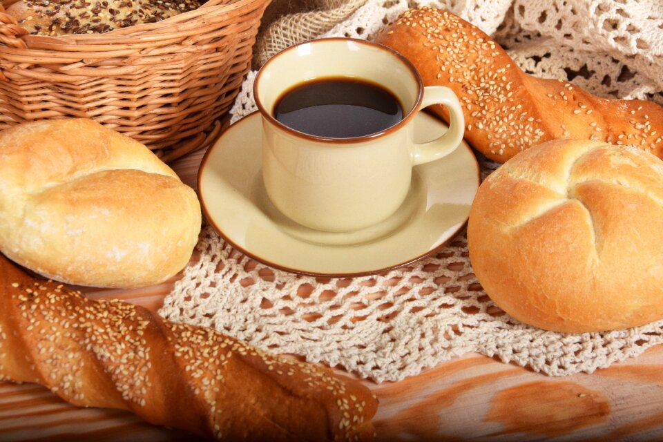 Bread coffee breakfast photo