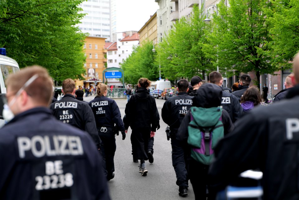 Rosa-Luxemburg-Platz Berlin during protest 2020-05-16 10