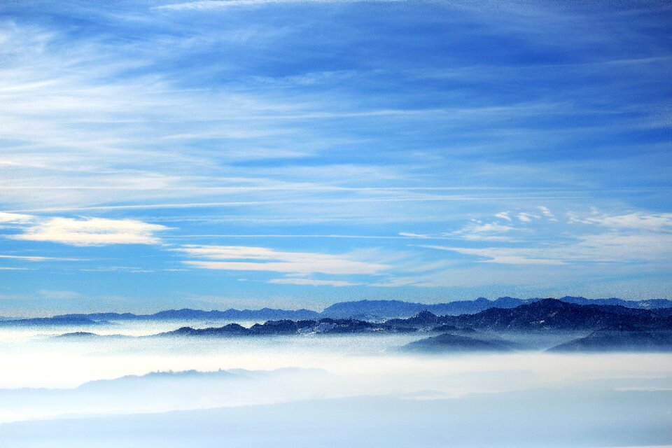 Cloud fog blue sky