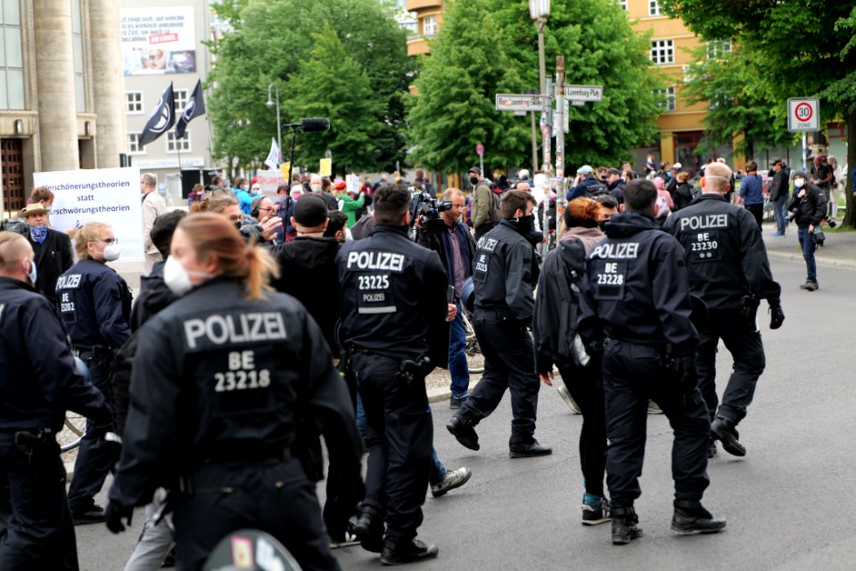 Rosa-Luxemburg-Platz Berlin during protest 2020-05-16 13