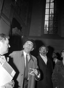 Restauratie Nieuwe Kerk. Links D. Verheus en rechts professor ir. C. Wegener Sle, Bestanddeelnr 920-9054
