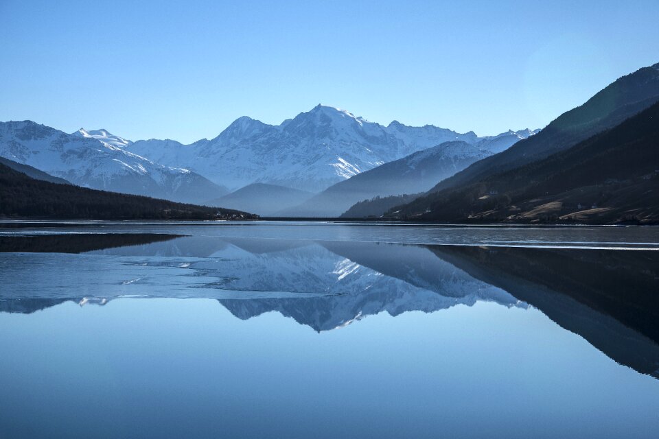 Snow mountains water nature