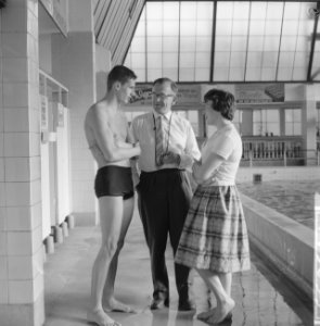 Ronny Kroon, kampioen 100 meter vrije slag oefent voor de Olympische Spelen, Kro, Bestanddeelnr 911-5059