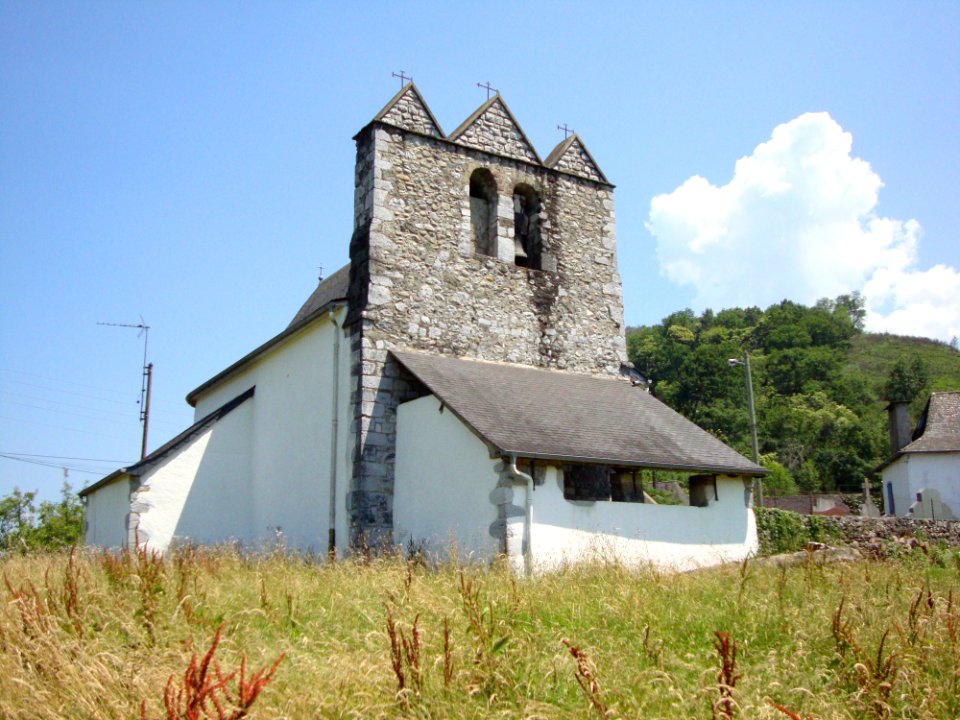 Restoue (Laguinge-Restoue, Pyr-Atl, Fr) église trinitaire coté portail