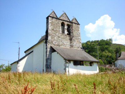 Restoue (Laguinge-Restoue, Pyr-Atl, Fr) église trinitaire coté portail