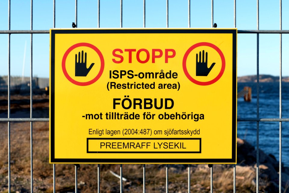 Restricted area sign in Ramsvik