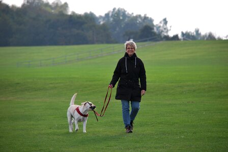 White walk dog keeper