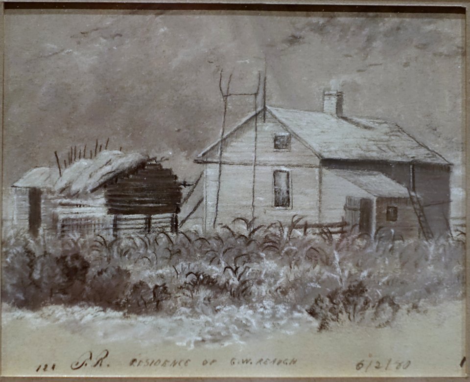Residence of G. W. Reaugh at Highpoint, by Frank Reaugh, 1880, pastel and graphite on paper - Harry Ransom Center - University of Texas at Austin - DSC08462
