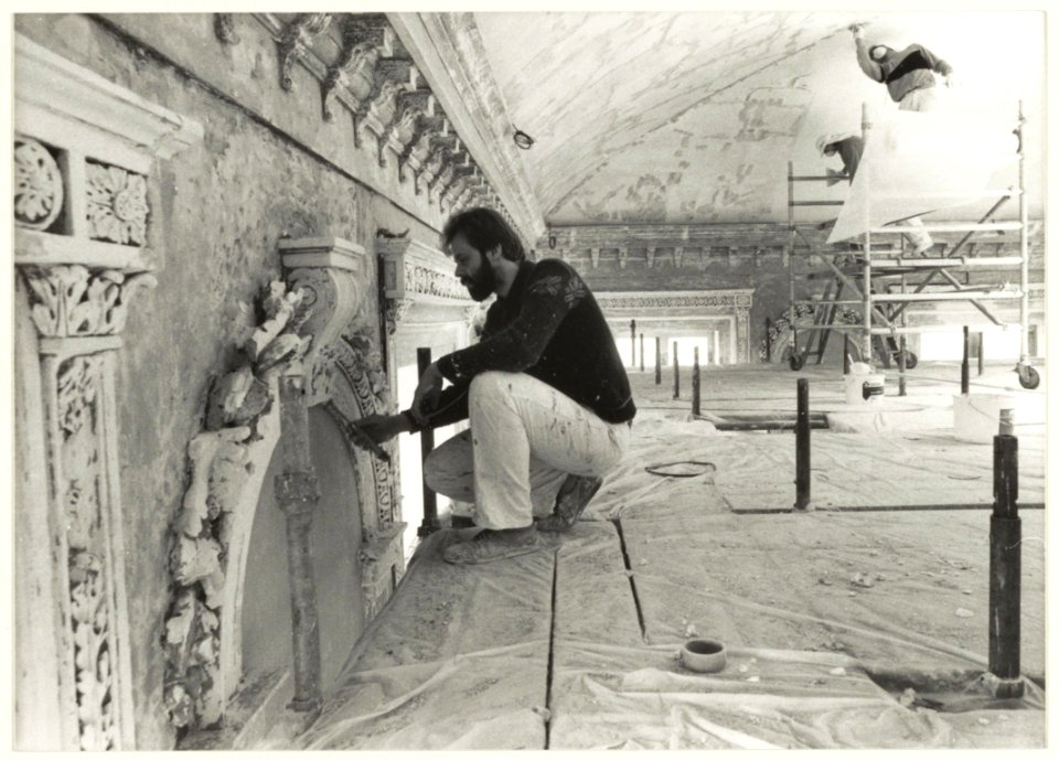 Restauratie van het koepelplafond van de Statenzaal van het ProvinciehuisPaviljoen Welgelegen. NL-HlmNHA 54023684