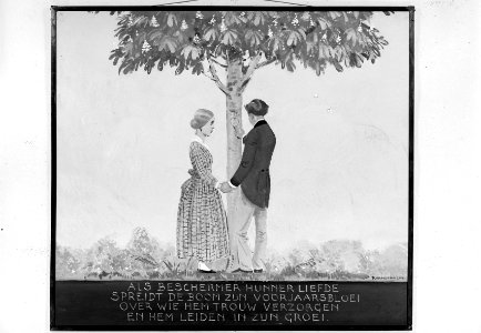 Reproducties, wandplaten, bomen, jongens, meisjes, spreuken, Bestanddeelnr 253-7283