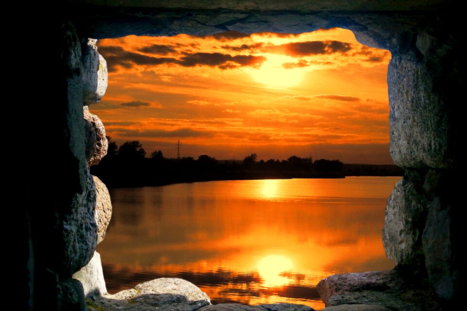 Window sunset photomontage