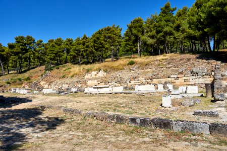 Retaining wall at the Sanctuary of Ampharaos in Oropos on 24 July 2020