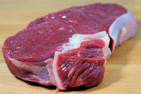 Piece of meat beef wooden board