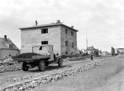 Reykjavik Aanleg van een wegdek aan de Garðastræti en de Hávallagata Langs de , Bestanddeelnr 190-0392
