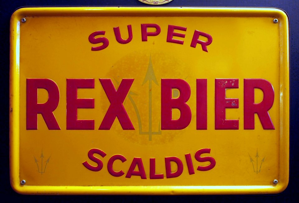 Rex Bier, Super Scaldis, old metal advertising sign