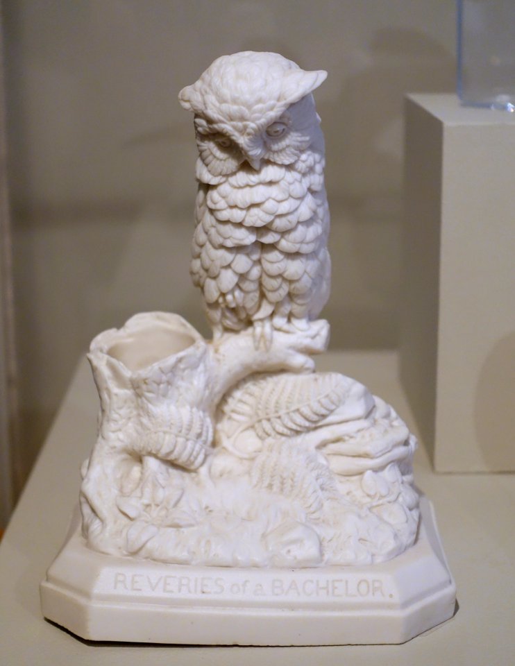 Reveries of a Bachelor (Lonely Owl), Daniel Chester French, made in England, c. 1871, Parian porcelain - Concord Museum - Concord, MA - DSC05722