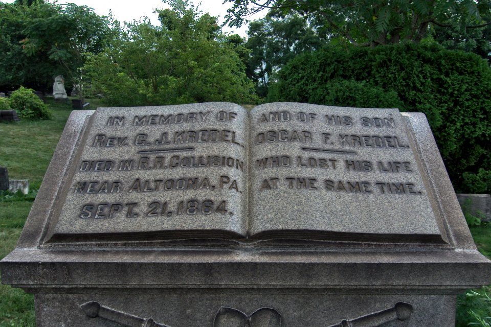 Rev. George J. Kredel Monument, Voegtly Cemetery, 2015-08-09. 02