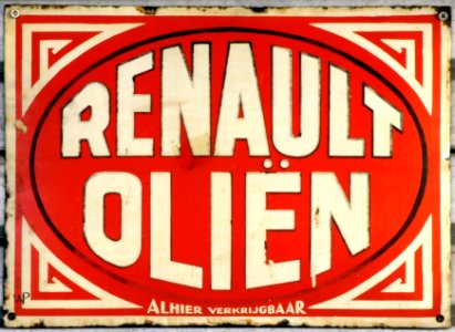 Renault Olien, Enamel advert sign at the den hartog ford museum pic-124