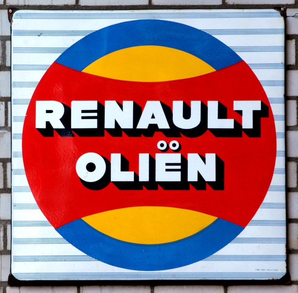 Renault Oliën, Enamel advert sign at the den hartog ford museum pic-047