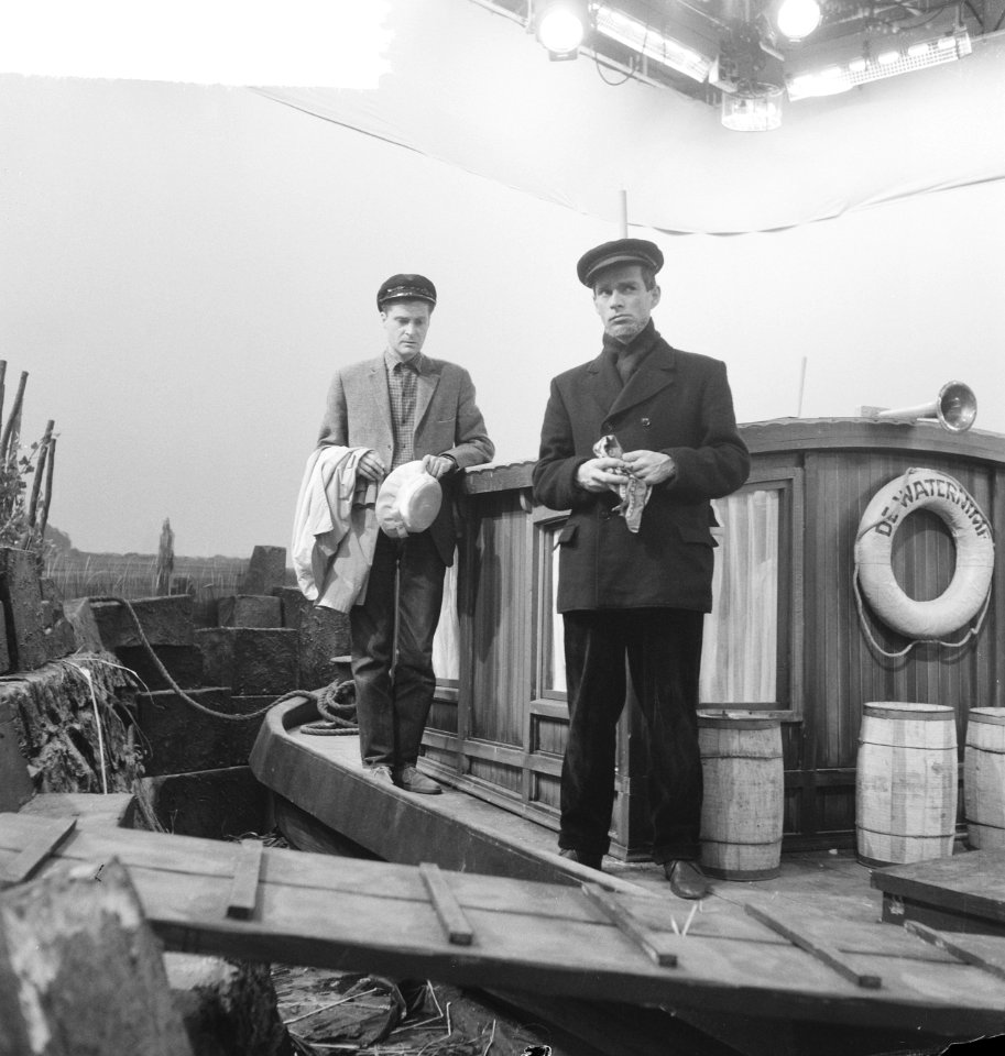 Repetitie televisiespel "De Waternimf" - Ton Kuyl (links) en Henk van Ulsen, Bestanddeelnr 912-7067