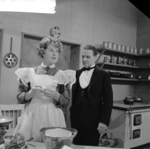 Repetitie televisiestuk Principes. Myrna Ward en Johan Koch, Bestanddeelnr 913-0638