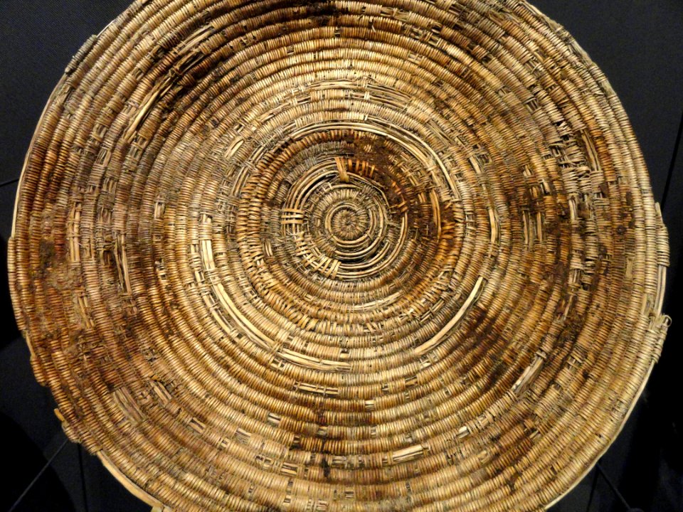Repaired close-coiled basket, date unknown, Kayenta Anasazi, Kane County, Utah, plant material - Natural History Museum of Utah - DSC07339