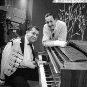 Repetitie voor programma Marinade Colea Serban aan piano, Harry de Groot staa, Bestanddeelnr 912-3860