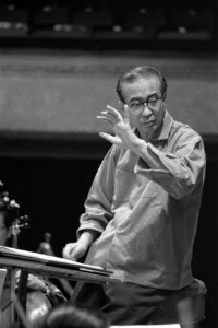 Repetitie Tokyos Philharmonisch orkest te Den Haag , de dirigent Hidemaro Konoye, Bestanddeelnr 911-7365